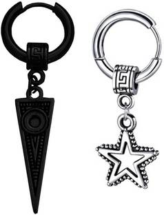 M Men Style Style Hollow-Out Triangle Rock Star Dangle Hoop Earrings Stainless Steel Drops & Danglers