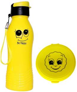 ShubhKraft Return Gift In Item Bulk Smiley Lunch Box & Water Bottle Combo For Kids 500 ml Water Bottle