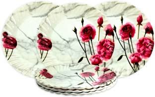 Inpro Melamine Small Half Plate/Snacks Plate Set In Rose Print(Size-8 Inch/20CM) Half Plate