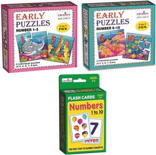 CREATIVE'S Early Puzzles Step II (Numbers 1 to 5 + Numbers 6 to 10) + Numbe- Flash Card