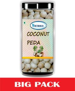 Victuals Coconut Peda 500gm | Real Coconut Toffee Candy | Soft & Chewy Nariyal Peda Plastic Bottle