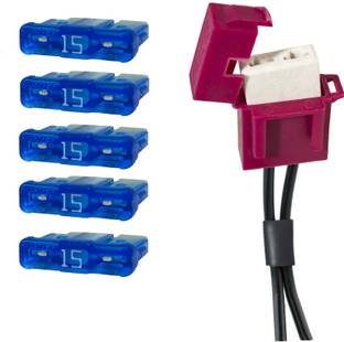 Ovicart 15A Auto Car Regular Blade Fuse - With Ceramic Fuse Holder Vehicle Fuse