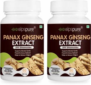 ALPSPURE Panax Ginseng Extract / Korean Ginseng 500 mg Powerful Stress Reliever Pack of-2