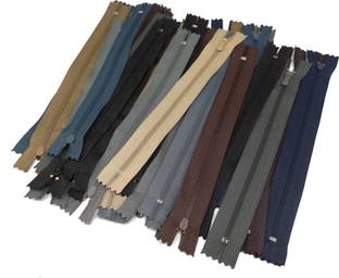 Vardhman Tailoring Zips 8inches (22 Cm) Length , Set of 30 gents shades Zips Used In Pants , Children Frocks , Plazos , Dresses, Ladies Suits Etc Multicolor Synthetic Open-ended Zipper