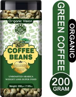 OrganicVison Green Coffee Beans for Weight Loss (Unroasted) 200 Gram Coffee Beans