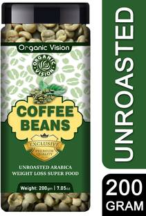OrganicVison Pure Green Coffee Beans 200g for Weight Loss Management Coffee Beans