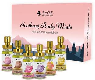 Sage Apothecary Body Mists | Long-Lasting and Refreshing | Pack of 5 Body Mist  -  For Men & Women