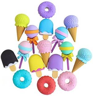 boxi Pack of 16 Ice Cream ColorfuL Erasers for Children Party Favors Eraser