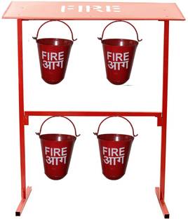 RAHUL PROFESSIONALS Fire Bucket Red color (4 Bucket+ Bucket Stand with stand hood) Pack Of 2 Fire Extinguisher Mount
