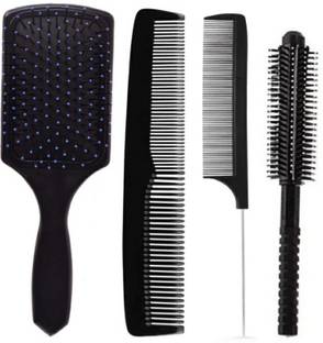 Fuzicare Hair styling Flat And Round Comb With Cutting & Tail Combs