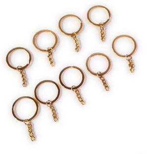 दीत्या क्राफ्ट्स Golden Metal Loops Rings Keyring with chain Resin Keychain set of 25 Key rings की चेन