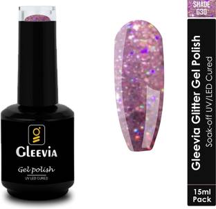 Gleevia UV LED Soak-Off Glitter Gel Polish for Professionals 15ml Brush Cap G30 Shade G30