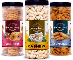 Horaira Nutz Premium Dry fruits Combo Pack 750gm-( Anjeer 250g , Raw Kaju 250g, Almond 250g ) Figs, Cashews, Almonds
