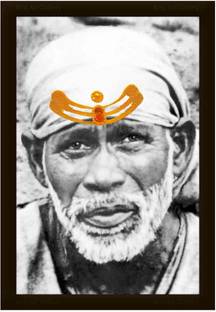 Braj Art Gallery Shirdi Sai Baba Real Face Portrait Photo Frame Digital Reprint 19.5 inch x 13 inch Painting