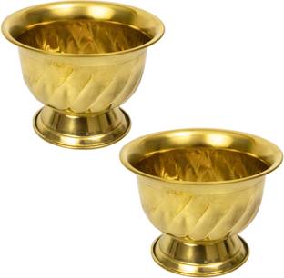 Spillbox Traditional Brass Puja chandhan Kunkuma Turmeric Sandal Multipurpose Bowl-XL (1) Brass