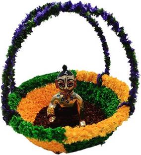 Kanha Laddu ji winter special woolen Basket with metal handle size M 3 to 4 Plastic All Purpose Chowki