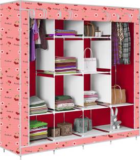 G Genipap D2 Cherry Print Carbon Steel Collapsible Wardrobe