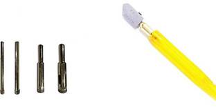 metrotools Oil fed Type Glass Cutter and Glass Drill Bit Set of 4- (5,6,8,10) mm Combo of Glass Cutter And Glash drill bits Glass Cutter