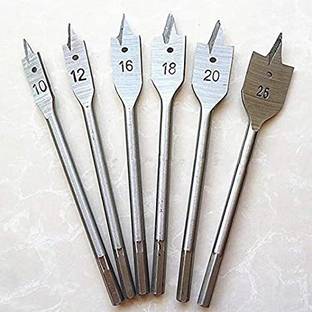 Kshivi Drill Bits 6 Pieces Hex Shank Flat Bit Set For Spade Boring In Wood, Plastic DB73 Rotary Tool