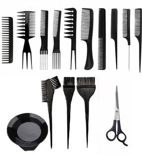 E-DUNIA 10PC Hair Stylists Professional Styling Comb Set Variety Pack & Hair Dye Brush