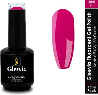 Gleevia UV LED Soak-Off Fluorescent Gel Polish for Professionals 15ml Brush Cap F1 Shade F1