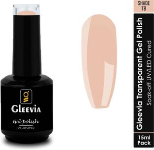 Gleevia UV LED Soak-Off Transparent Gel Polish for Professionals 15ml Brush Cap T8 Shade T8