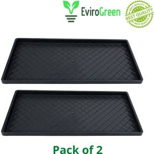 EVIROGREEN Hydroponics Tray/Paddy Tray/Wheat Grass Tray, Thick and Reusable - Pack of 2 Plant Container Set