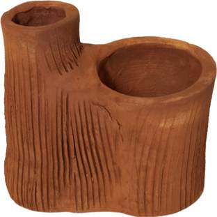 NAVIRA HANDICRAFT Handmade Terracotta Pen Holder With Flower Pot For Home & Office Decor Terracotta Vase