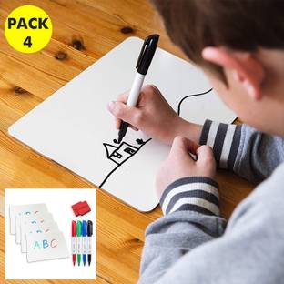 Lifekrafts Dry Erase Lap Boards-Size:(9x12) inches|Pack of 4|Students Teachers Drawing, Reusable,Writing Durable, Portable, Single Sided Whiteboard. White board