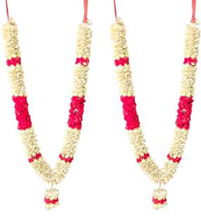 3A Featuretail Artificial Red Roses & Golden Ribbon Jaimala/varmala for Wedding or Photoframe Garland