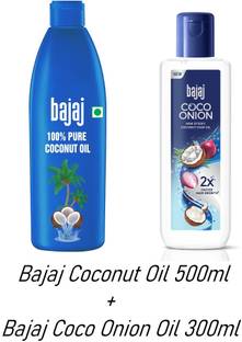 BAJAJ Coco Onion Hair Oil(300ml) + Coconut Hair Oil(500ml) Hair Oil