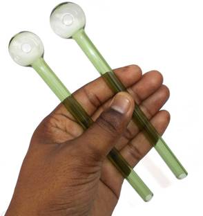 Hookah palace Glass Oil Burner Pipe 6 inch Green, (Green) -Pack of 2 Borosilicate Glass Outside Fitting Hookah Mouth Tip