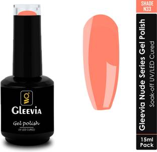 Gleevia UV LED Soak-Off Nude Shade Gel Polish for Professionals 15ml Brush Cap N33 Shade N33