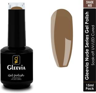 Gleevia UV LED Soak-Off Nude Shade Gel Polish for Professionals 15ml Brush Cap N19 Shade N19