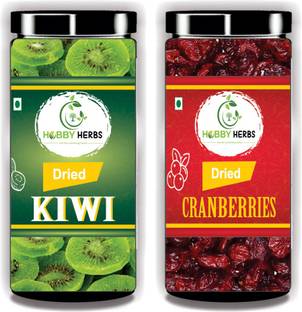 Hobby Herbs Dried Kiwi and Cranberries combo 200gm | Berries | For Ice cream , Shakes | Kiwi, Cranberries