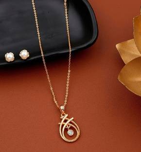 Vraj india Stylish pendant necklace chain for women & girls Gold-plated Pearl Alloy Pendant