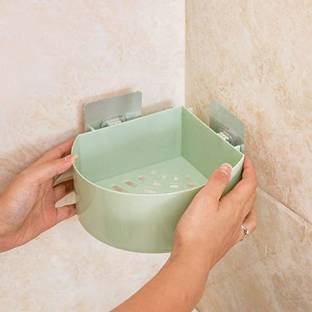 RAIYARAJ Plastic Kitchen Bathroom Wall Holder Storage Rack, Corner Shelf Plastic Wall Shelf