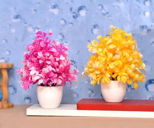 RisEmpire Artificial Plant For Home/Office Table Decoration or Gift ( Pack of 2, 7inch) Wild Artificial Plant  with Pot