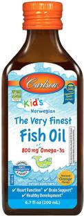 Carlson Laboratories Very Finest Fish Oil Orange for Kids, 200ml Orange Flavored Liquid