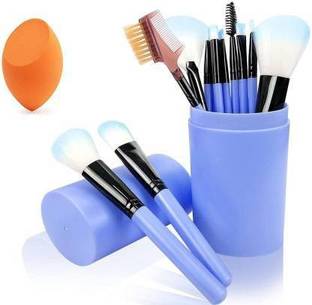 FOZZBY 12pcs Makeup brush set with beauty blender sponge pk of 13 (Pack of 13)