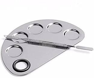 Beaute Secrets 5-well Stainless Steel Makeup Palette with Spatula Tool Used for Mixing Foundations, Lipsticks, Eye Shadow, Nail Art