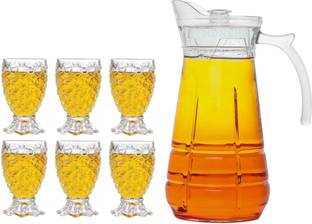 Joy2u (pack of 7) Glassware Imported Crystal Glass & Pitchers Jug (1.7 L) 6 Glass Jug Glass Set