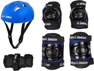 JJ Jonex Protection kit Blue with 1 PVC Helmet, 1 Pair Of Knee Cap, 1 Pair Of Elbow Cap, 1 Pair of Pam @ Kin Store Skating Kit