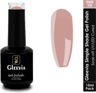 Gleevia UV LED Soak-Off Simple Shade Gel Polish for Professionals 15ml Brush Cap S30 Shade S30