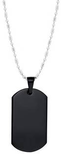 Kairangi Pendant for Men Black Men Pendant Stainless Steel Plain Black Army Dog Tag Chain Stainless Steel Chain Set