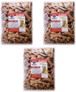 Unik Dog Pet Food Calcium Treat Healthy Chicken Adult Dog Biscuits Chicken 3 kg (3x1 kg) Dry Adult Dog Food