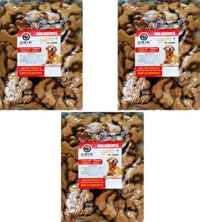 Unik Dog Pet Food Calcium Treat Healthy Vegetarian Dog Biscuits Oats 3 kg (3x1 kg) Dry Adult, New Born Dog Food