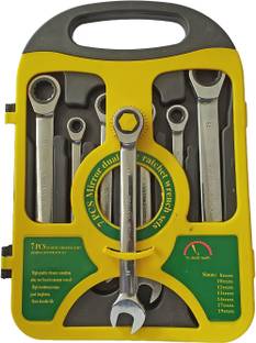 DUMDAAR 7PC Heavy duty Mirror doal Uses Ratchet set (8.10.12.13.14.17.19)mm Spanner Set Of Keys Gear Ring Handle Chrome Vanadium Double Sided Combination Wrench