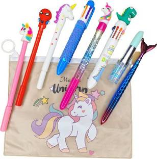 fastgear Stylish Attractive Combo Set of Multiple Pens with Transparent Pouch (Pack of 9) Gel Pen