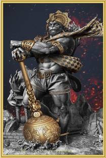 Mahabali hanuman God poster for worship room living room size 12x18 inch Fine Art Print